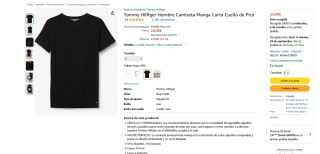 Tommy Hilfiger Hombre Camiseta Manga Corta Cuello de Pico por 24€