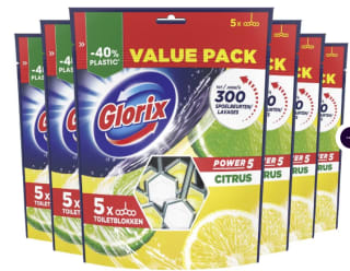30x Glorix Power 5 Citrus toiletblokken voor €29,95 bij ibood