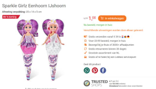Sparkle Girlz Eenhoorn IJshoorn voor €1 bij Lobbes