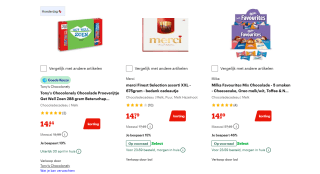 Tot 45% korting op chocolade van o.a.Tony's Chocolonely, Verkade en meer bij Bol