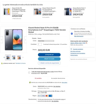 Xiaomi Redmi Note 10 Pro 8+256GB por solo 225,20€