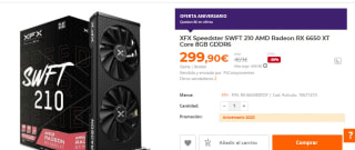 Tarjeta grafica AMD Radeon RX 6650 XT SWFT 210 por 299.90€