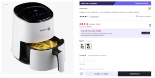 Freidora de aire 1400W 2,5l / 3,5L NATURFRY FAGOR por 33.91€ (Cuenta Nueva 21.91€)