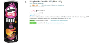 6 Botes de PRINGLES Aperitivos de patata hot smokin bbq ribs flavour lata 160 g por 8.32€