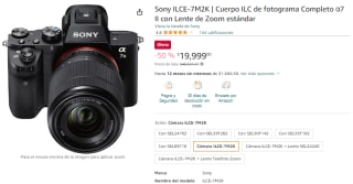 Cámara Sony ILCE-7M2K α7 II con Lente por $19,999 en Amazon