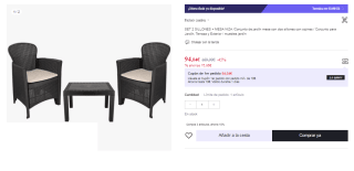 Set 2 sillones + mesa modelo Niza por 94.04€ (Cuenta Nueba 82.04€)