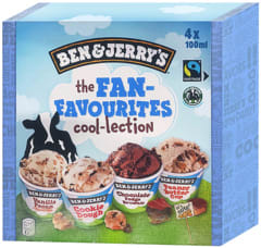 4x100ml Ben & Jerry's The Fan-Favourites voor €1,99 bij Butlon