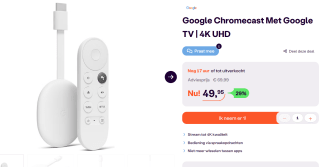 Google Chromecast Google TV 4K (Wit) voor €49,95 bij Ibood