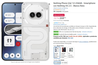 Nothing Phone (2a) 12+256GB por 259€ desde amazon