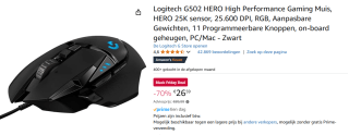 Logitech-G G502 Hero Zwart Gaming muis voor €26,59 bij Amazon