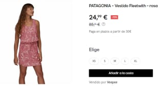 Vestido Patagonia Fleetwith por 24.99€