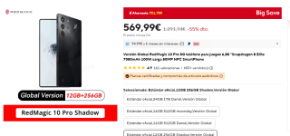 Versión Global RedMagic 10 Pro 5G de 12GB/256GB por 569,99€