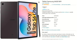Samsung Galaxy Tab S6 Lite Wifi 2022 voor €151,22 bij Amazon