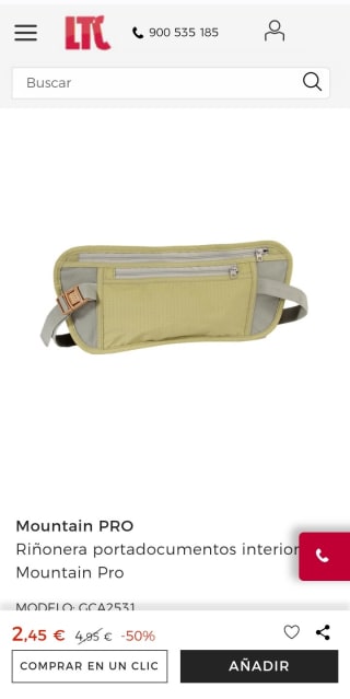 Riñonera portadocumentos interior Mountain Pro por 2,45€.