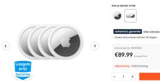 Apple AirTag 4 stuks voor €79,99 bij Ochama