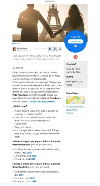París 3 días con vuelos desde 219€.
