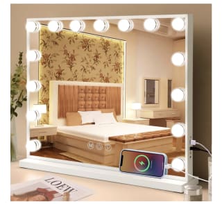 Espejo con Luz Tocador 15 Bombillas ajustable 3 Modos Control Táctil Espejo puerto USB a solo 34,99€