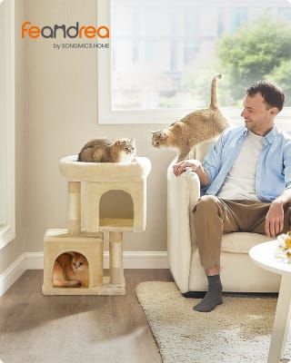 Feandrea Dubbel kittenhuisje met krabpaal voor €26,88 bij Amazon