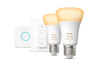 Philips Hue Kit de démarrage Ampoules E27 x2 - White Ambiance - Pont de connexion et télécommande Hue à 114,26€