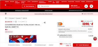 TV 65" LG OLED65C4 (2024) - OLED Evo, 4K, 144Hz, HDR10 Pro à 1299€