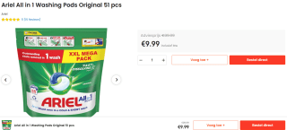 Ariel Pods All-in-one pods - 51 pods voor €9,99 bij Ochama