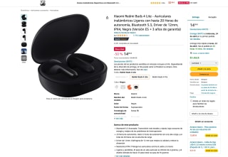 Xiaomi Redmi Buds 4 Lite negro por solo 14,99€