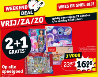 Dit weekend 2+1 gratis op speelgoed bij Kruidvat