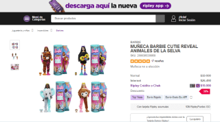 Muñeca Barbie Cutie Reveal Animales de la Selva por $19.990