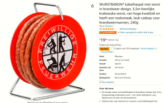 WURSTBARON kabelhaspel met 3,5m krakowska worst voor €18 bij Amazon