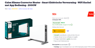 Calex slimme convectorkachel 2000W voor €53 bij Bol.com