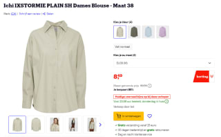 Ichi IXSTORMIE PLAIN SH Dames Blouse sandshell (maat 38/M) voor €8,49 bij Bol