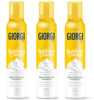 3 Botes de Giorgi Line Sublime Cream, Espuma en Crema para Rizos Definidos, Hidratados y Elásticos sin Encrespamiento, No Engrasa, Fórmula Concentrada 0% Alcohol 0% Siliconas, Fijación 5 de 200 ml por 10.73€