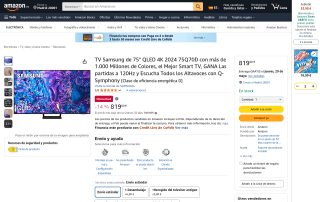 Televisor Samsung QLED 4K 75 pulgadas por 819€