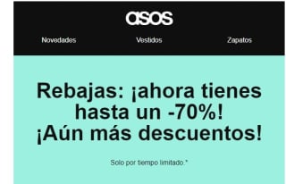 Descuento por tiempo limitado de hasta -70% en Asos