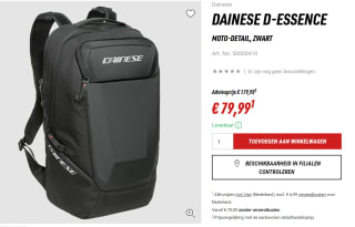 Dainese D-Essence Stealth Black Motorcycle BackPack voor €79,99 bij Louis
