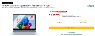 SAMSUNG Galaxy Book4 Edge NP960XMA-KB1NL 16" Copilot+ laptop voor €1.189 bij Alternate