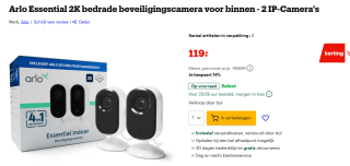 ARLO ESSENTIAL 2 2K Indoor CAMERA 2 pack voor €119 bij Bol