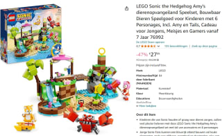 LEGO Sonic the Hedgehog Amy's dierenopvangeiland voor €27,99 bij Amazon
