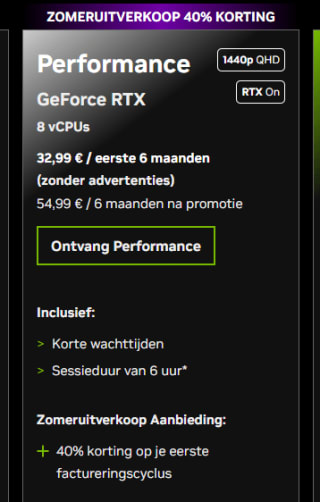 40% korting op 6 maanden NVidia GeForce Now