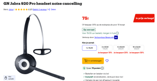 GN Jabra 920 Pro headset noise cancelling voor €75 bij Bol
