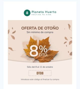 -8% de Descuento sin Mínimo de compra.