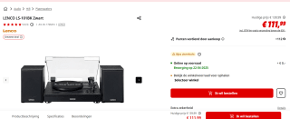 Lenco Platenspeler met Bluetooth - Twee externe Speakers voor €111,99 bij de Mediamark