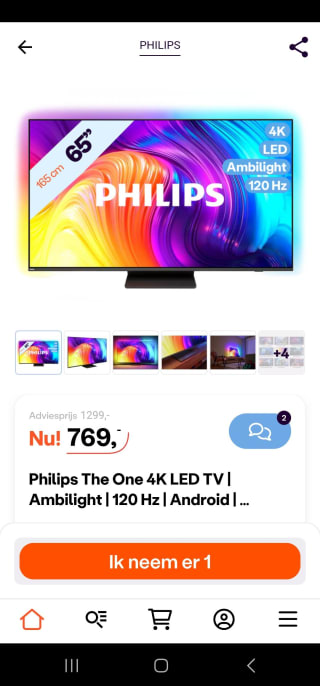4K 120Hz smart tv PHILIPS The One voor €769