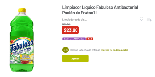 3x2 en Limpiador Líquido Fabuloso 1L en Soriana