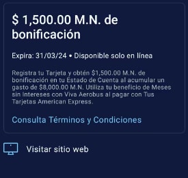 $1,500 de bonificación en AMEX con VivaAerobus