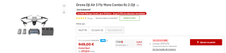 Drone Dji Air 3 Fly More Combo Rc 2 à 949€