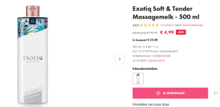 500 ml Exotiq - Soft & Tender Massagemelk voor €4,99 bij EasyToys