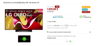 TV 48" OLED Evo LG OLED48C44LA 4K Smart TV por 1.029€
