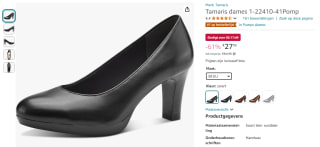 Zwarte Tamaris pumps (maat 38 en 39) voor €27,03 bij Amazon
