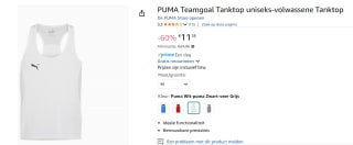 Puma teamGOAL Tanktop voor €11,18 bij Amazon